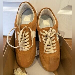 Dolce Vita Women's Notice  Brown and White Sneakers